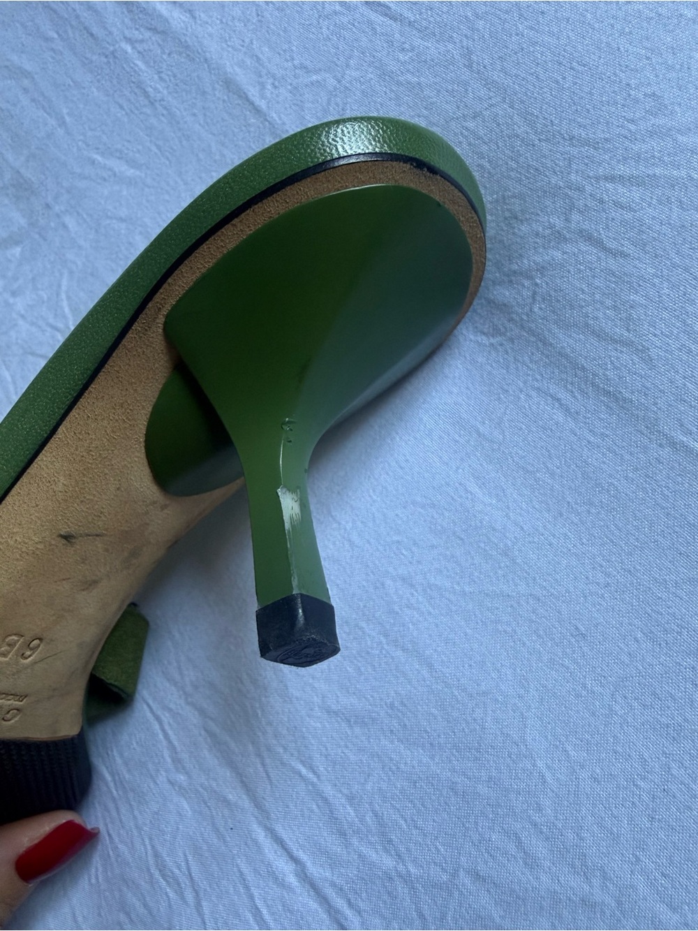 Gucci Tom Ford era Green/Brown GG Canvas with Suede mules/sandals on kitten heel - Picture 13 of 16